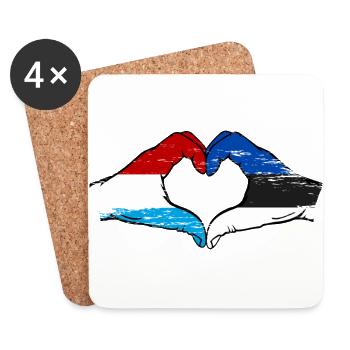 Luxemburg Estland Flagge Haende Herzform used - Untersetzer (4er-Set) - Weiß - Vorne