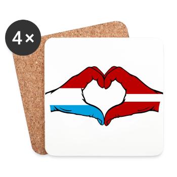 Luxemburg Lettland Flagge Haende Herzform - Untersetzer (4er-Set) - Weiß - Vorne