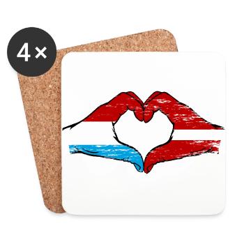 Luxemburg Lettland Flagge Haende Herzform used - Untersetzer (4er-Set) - Weiß - Vorne