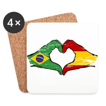 Brésil Espagne Mains Forme Coeur Utilisé - Dessous de verre (lot de 4) - blanc - Devant