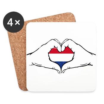 Drapeau hollandais coeur utilisé - Dessous de verre (lot de 4) - blanc - Devant