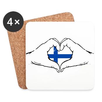 Finland flag heart used - Coasters (set of 4) - white - Front