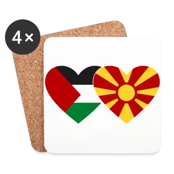 Palestine Macédoine Drapeau Coeur - Dessous de verre (lot de 4) - blanc - Devant