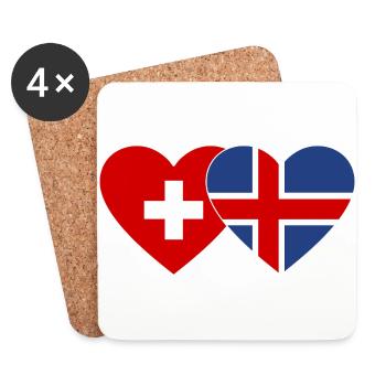 Switzerland Iceland Flag Heart - Coasters (set of 4) - white - Front