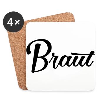 Braut Bride JGA Hochzeit stag do Polterabend - Untersetzer (4er-Set) - Weiß - Vorne