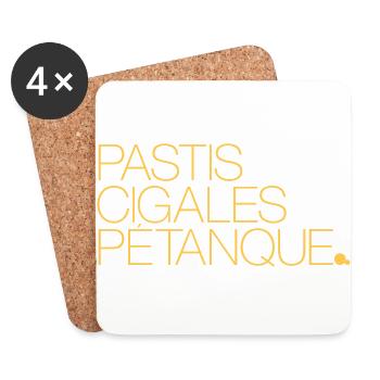 Pastis Cigales Pétanque - Dessous de verre (lot de 4) - blanc - Devant