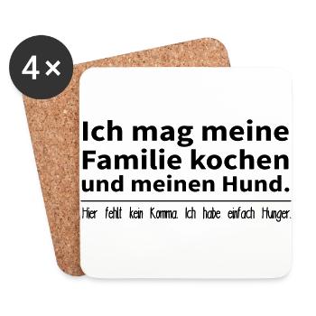 Ich mag meine Familie kochen und meinen Hund. - Untersetzer (4er-Set) - Weiß - Vorne