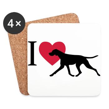 I love Pointer - Untersetzer (4er-Set) - Weiß - Vorne