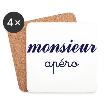 Monsieur Apéro - Dessous de verre (lot de 4) - blanc - Devant