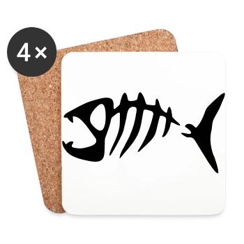 Piranha FischFish Bone Grete - Untersetzer (4er-Set) - Weiß - Vorne