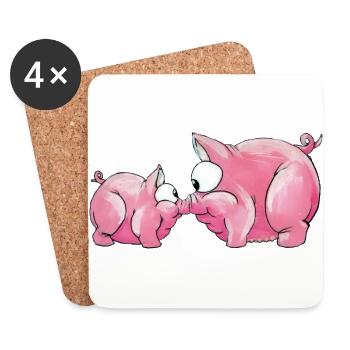 Piggies - Dessous de verre (lot de 4) - blanc - Devant