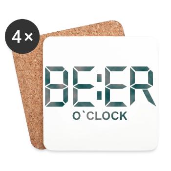 Bier-Uhr - Untersetzer (4er-Set) - Weiß - Vorne