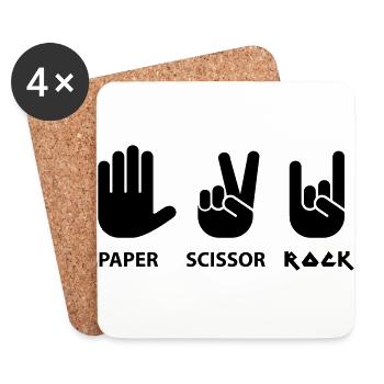 papier ciseaux roche c - Dessous de verre (lot de 4) - blanc - Devant