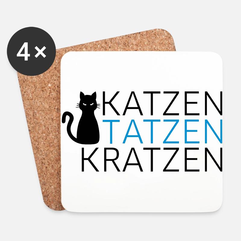 KATZEN TATZEN KRATZEN - Untersetzer (4er-Set) - Weiß