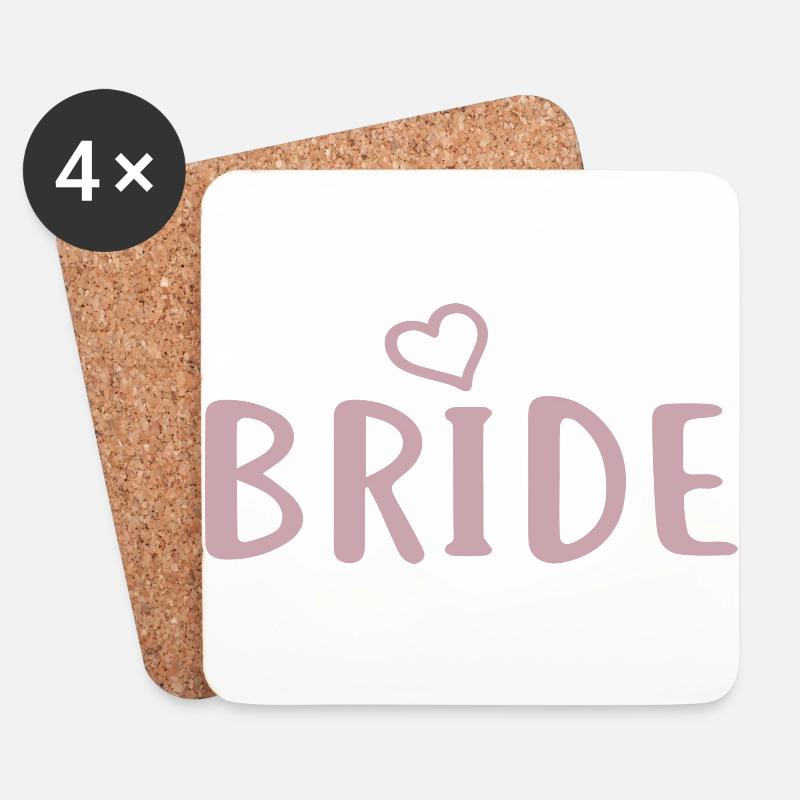 Braut - Junggessellinenabschied - BRIDE Print - Untersetzer (4er-Set) - Weiß