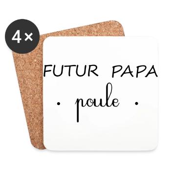 FUTUR PAPA POULE - Dessous de verre (lot de 4) - blanc - Devant