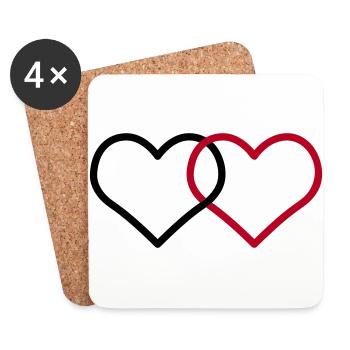 Coeur alliances mariage Corazone alianzas Herz Ehe - Dessous de verre (lot de 4) - blanc - Devant