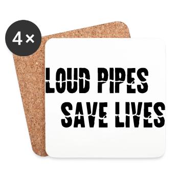 Motorcycle LOUD PIPES SAVE LIVES Gift - Coasters (set of 4) - white - Front