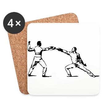 fencing floret sword parry samurai9 - Coasters (set of 4) - white - Front