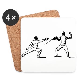 fencing fechten floret sword parry samurai16 - Untersetzer (4er-Set) - Weiß - Vorne