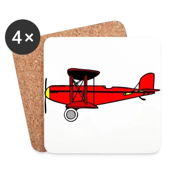 airplane airplane plane hot air balloon air ba - Coasters (set of 4) - white - Front