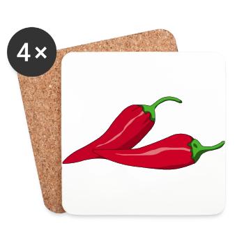 paprika piment chili végétarien veggie agrumes - Dessous de verre (lot de 4) - blanc - Devant