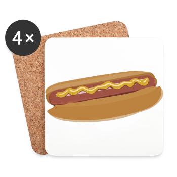 hotdog hot dog sausages fast food fastfood4 - Coasters (set of 4) - white - Front