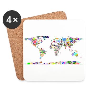 Abstrakte Weltkarte - Untersetzer (4er-Set) - Weiß - Vorne