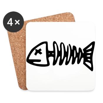 fish bone - Coasters (set of 4) - white - Front