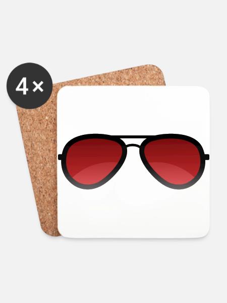 Sonnenbrille Pilotenbrille - Untersetzer (4er-Set) - Weiß