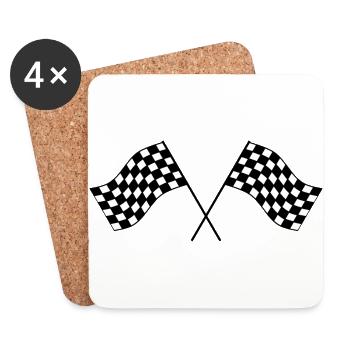 Finish chequered flag Flag Race End end station Idea - Coasters (set of 4) - white - Front