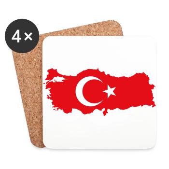Türkei Land Flagge Turkey Turkje Türkye Grenze - Untersetzer (4er-Set) - Weiß - Vorne