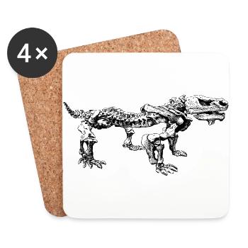 Dinosaur Skeleton Shirt Gift - Coasters (set of 4) - white - Front