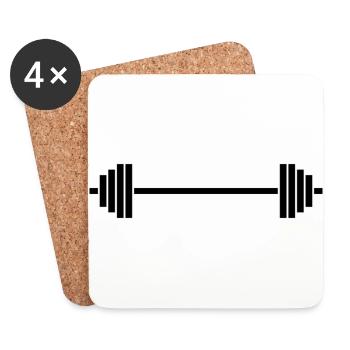 Barbell silhouette dumbbell - Coasters (set of 4) - white - Front