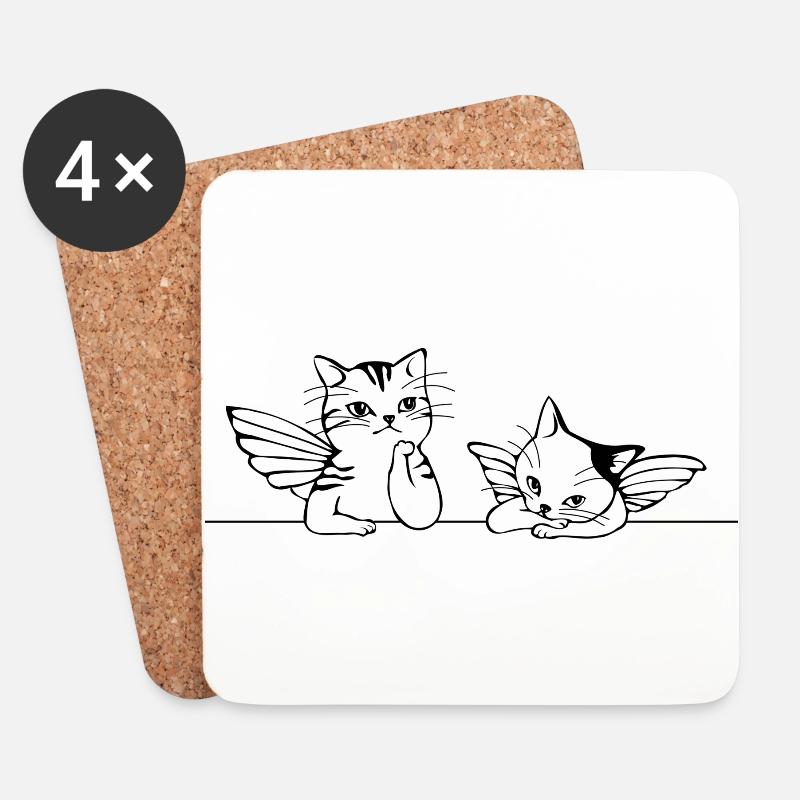 Angel cats gift idea - Coasters (set of 4) - white