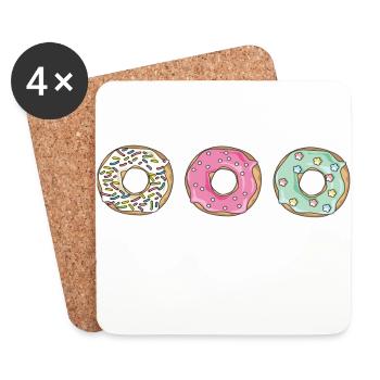 Donut Muffin Kaffee Bunt Essen Lustig Geschenkidee - Untersetzer (4er-Set) - Weiß - Vorne