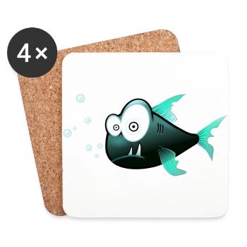 Lustiger Fisch - Untersetzer (4er-Set) - Weiß - Vorne