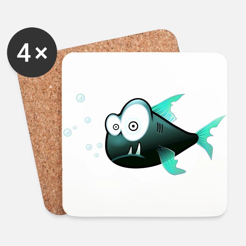 Lustiger Fisch - Untersetzer (4er-Set) - Weiß