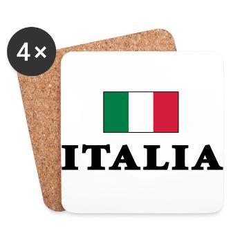 drapeau italien avec lettrage Italia - Dessous de verre (lot de 4) - blanc - Devant