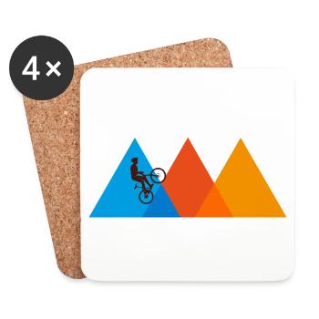 Mountain Biker | Mountain Bike Mountains Bicycle Retro - Coasters (set of 4) - white - Front