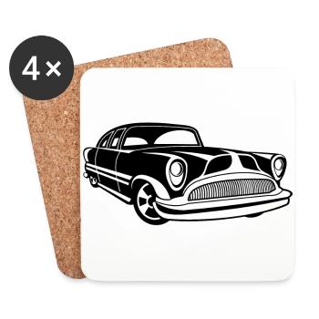 Lowrider / Oldtimer / Muscle Car 03_schwarz weiß - Untersetzer (4er-Set) - Weiß - Vorne