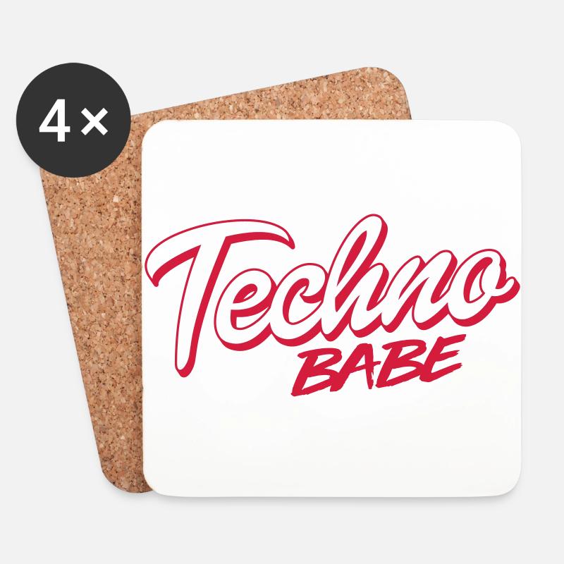 Techno Babe - Untersetzer (4er-Set) - Weiß