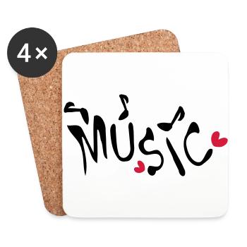 Music txt red hearts - Coasters (set of 4) - white - Front