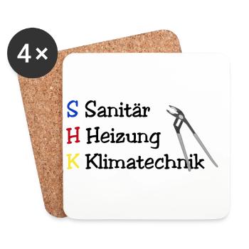SHK Sanitär Heizung Klima - Untersetzer (4er-Set) - Weiß - Vorne