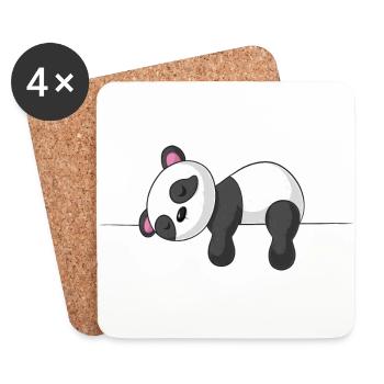 Sleepy cartoon panda - Coasters (set of 4) - white - Front
