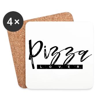 Amoureux de la pizza - Dessous de verre (lot de 4) - blanc - Devant
