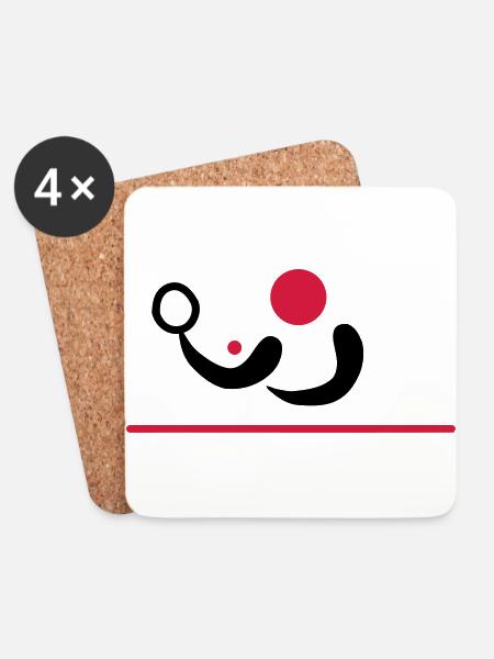 Table Tennis - Player with Ball (Table Tennis) - Coasters (set of 4) - white