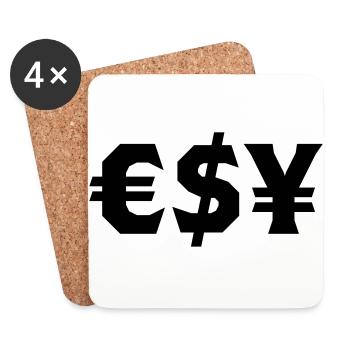 Euro Dollar Yen - Dessous de verre (lot de 4) - blanc - Devant