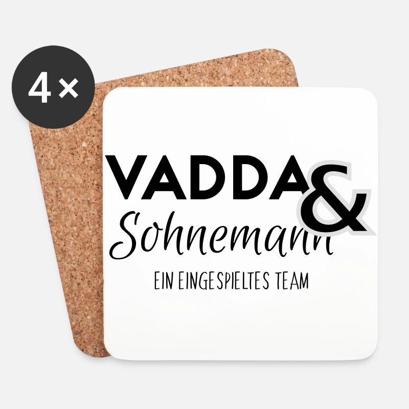 Vater und Sohn ein Team Geschenk Idee - Untersetzer (4er-Set) - Weiß