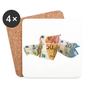 Euro-Geldscheine - Untersetzer (4er-Set) - Weiß - Vorne